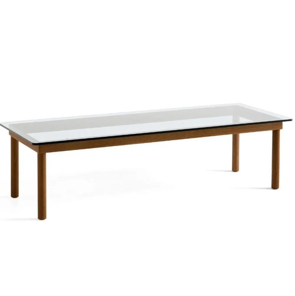 Hay Stue|Borde>Kofi Sofabord 140 x 50 Walnut & Clear Glass