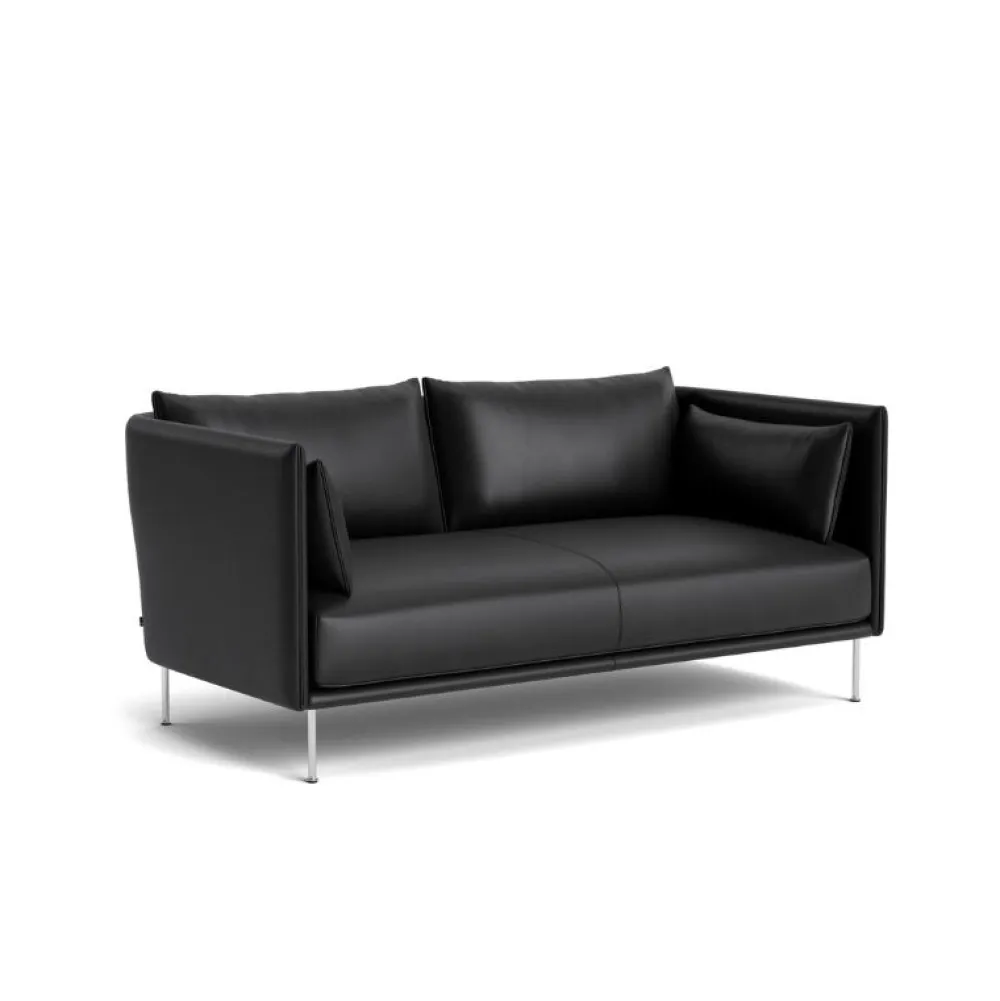 Hay Sofaer|Stue>Silhouette 2-Pers. Sofa Stål & Sort Sense Læder