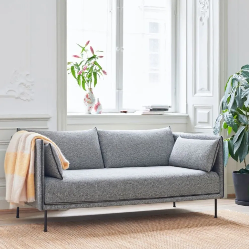 Hay Sofaer|Stue>Silhouette 2-Pers. Sofa Stål & Sort Sense Læder