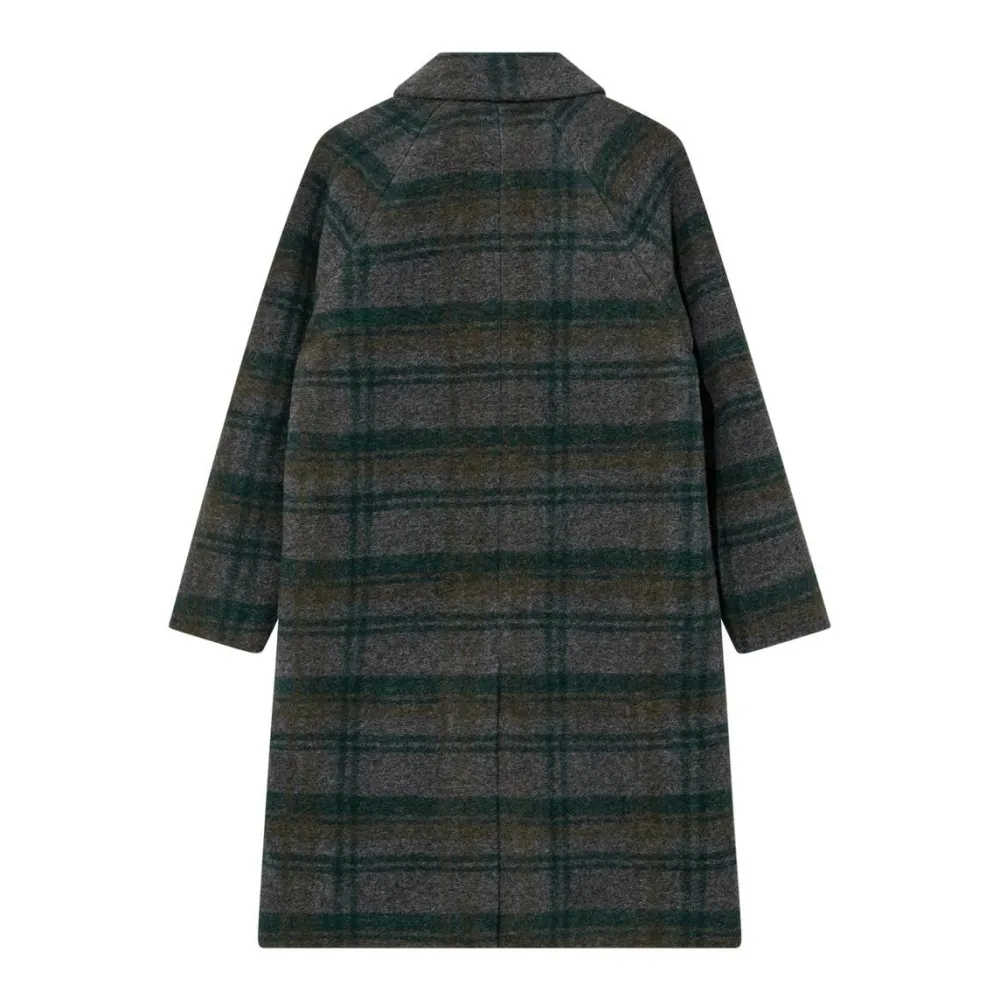 Dame HEYANNO Overtøj>Believe Check Coat Deep Forest