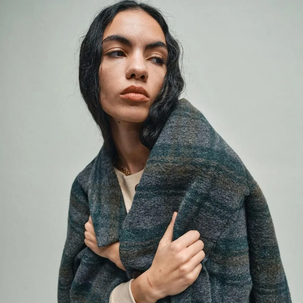 Dame HEYANNO Overtøj>Believe Check Coat Deep Forest