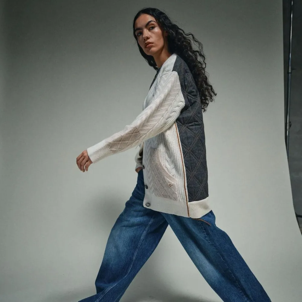 Dame HEYANNO Overdele>Grand Quilt Cardigan Ecru