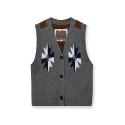 Dame HEYANNO Overdele>Victory Knit Waistcoat Grey Melange