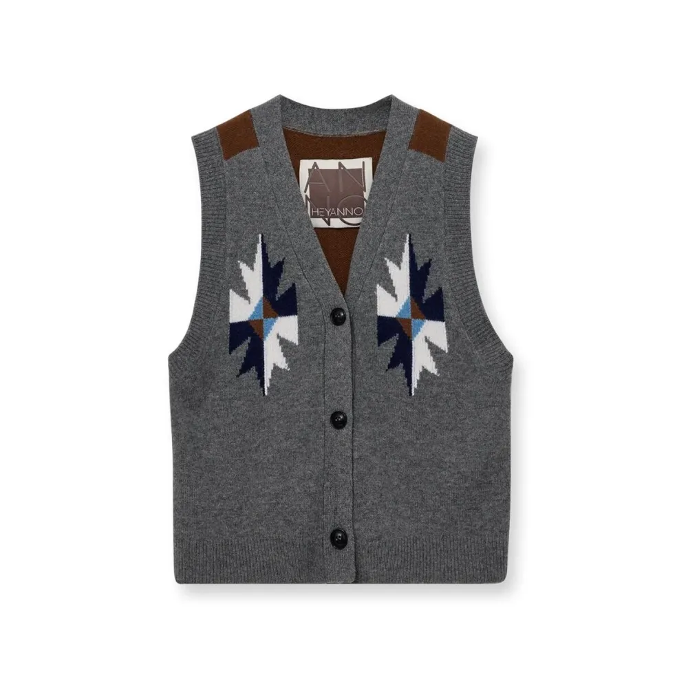 Dame HEYANNO Overdele>Victory Knit Waistcoat Grey Melange