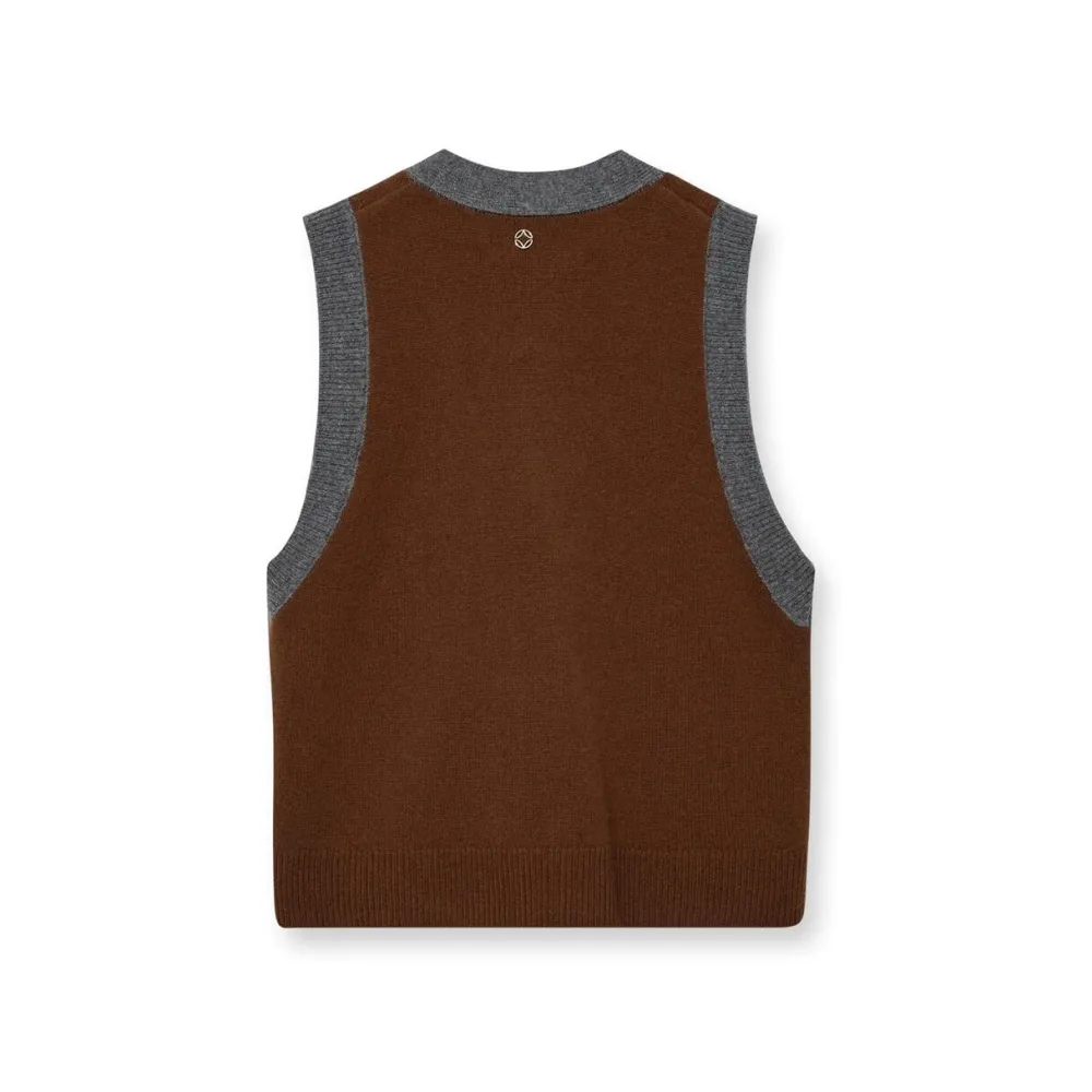 Dame HEYANNO Overdele>Victory Knit Waistcoat Grey Melange