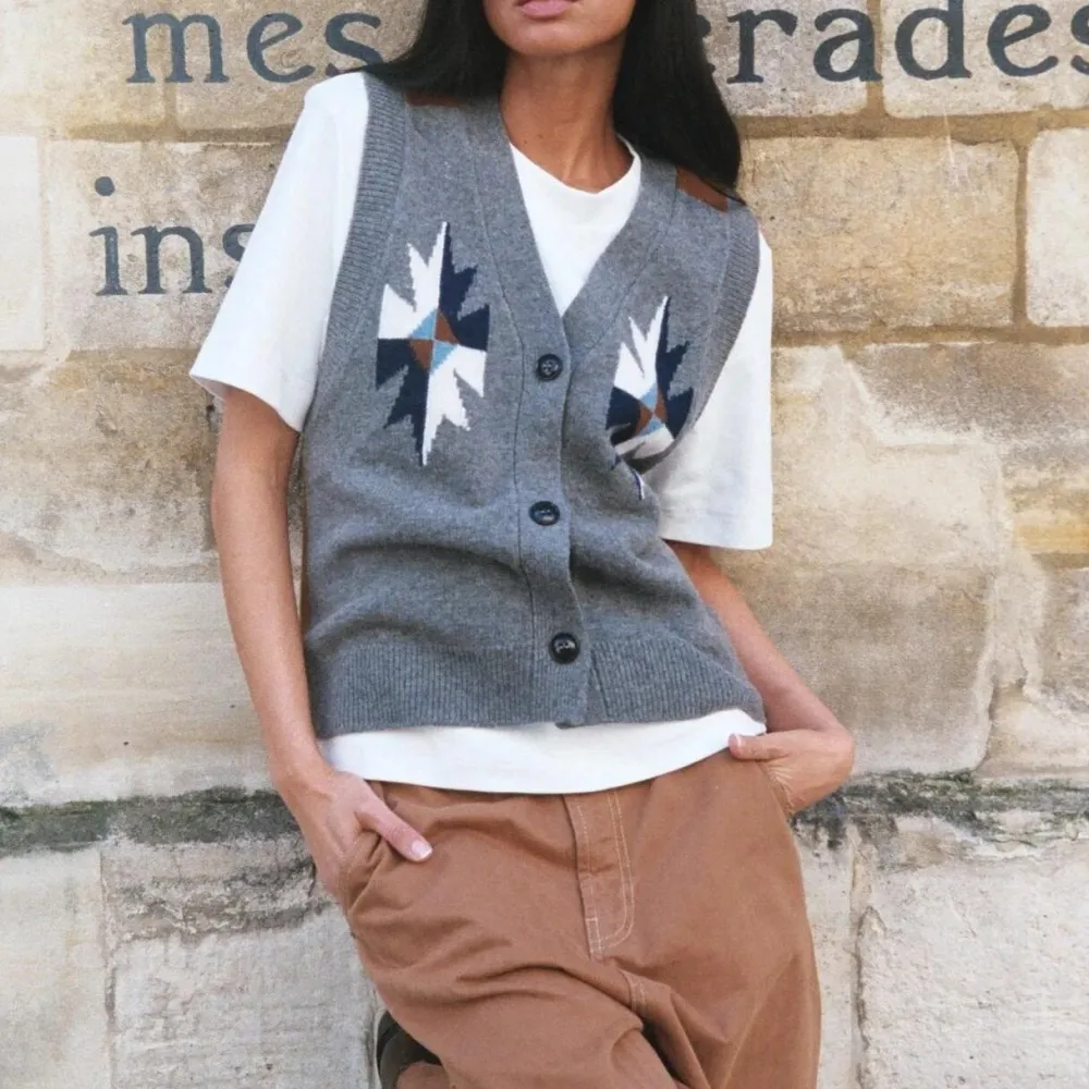 Dame HEYANNO Overdele>Victory Knit Waistcoat Grey Melange