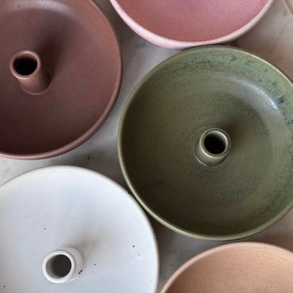 Julie Damhus Studio Lysestager|Keramik & Porcelæn>Oda Lysestage Skål Stor Beige