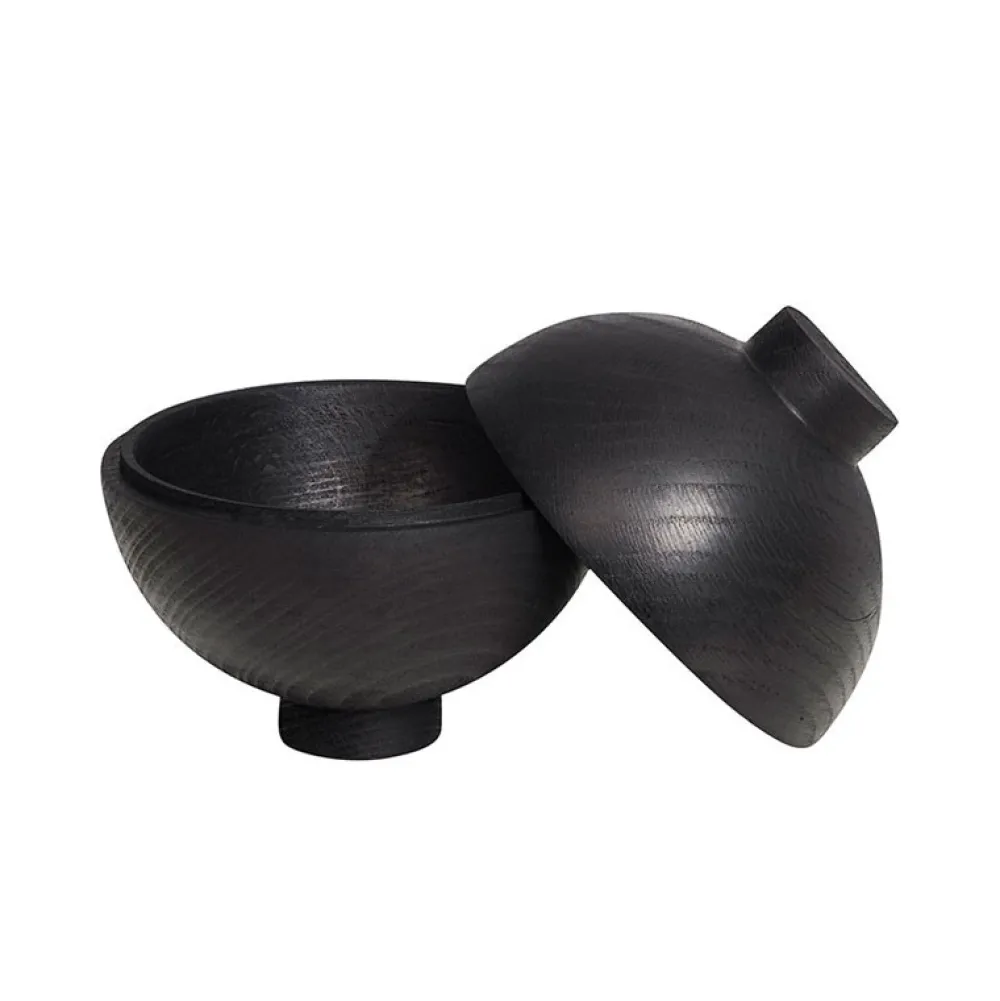 Kristina Dam Studio Æsker|Skåle & Bakker>Kristina Dam Wooden Sphere Bowl Black