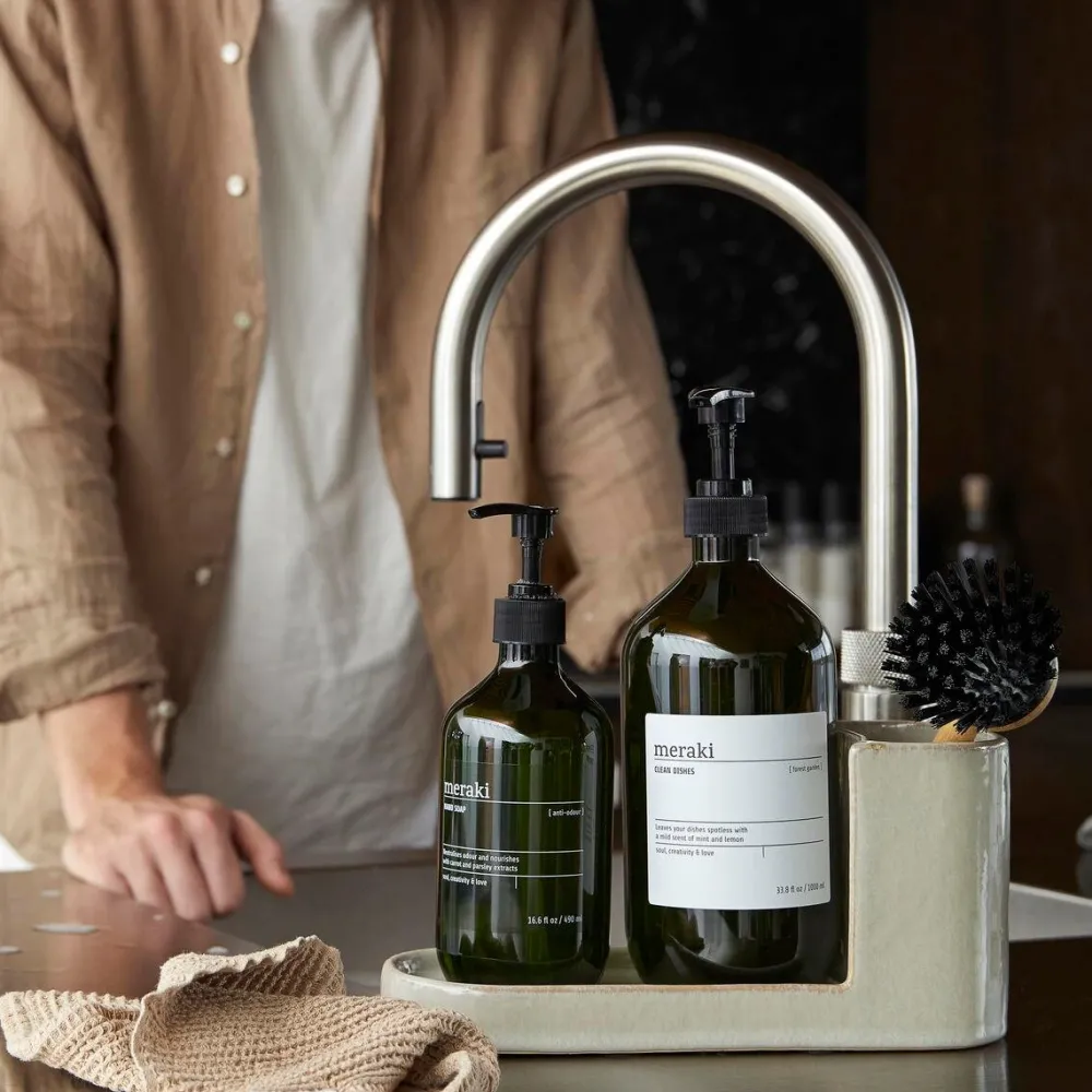 Meraki Køkken>Brush & Soap Holder Datura Shellish Grey
