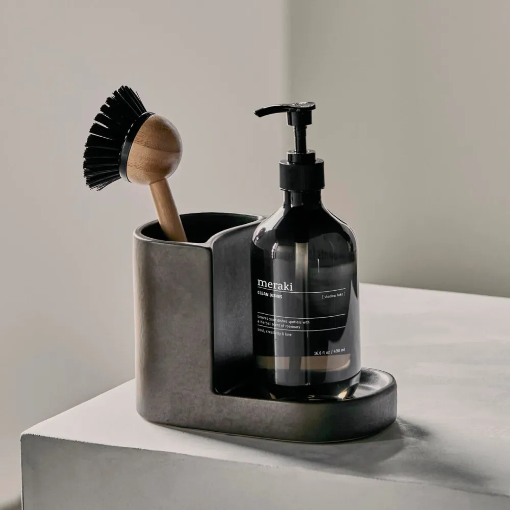 Meraki Køkken>Brush & Soap Holder Datura Dark Grey Small