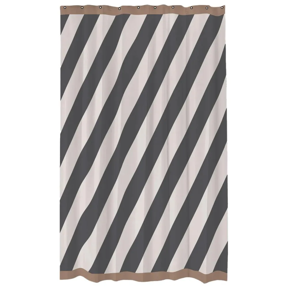 Mette Ditmer Badeværelse|Badtekstiler>Diagonal Shower Curtain Dark Grey