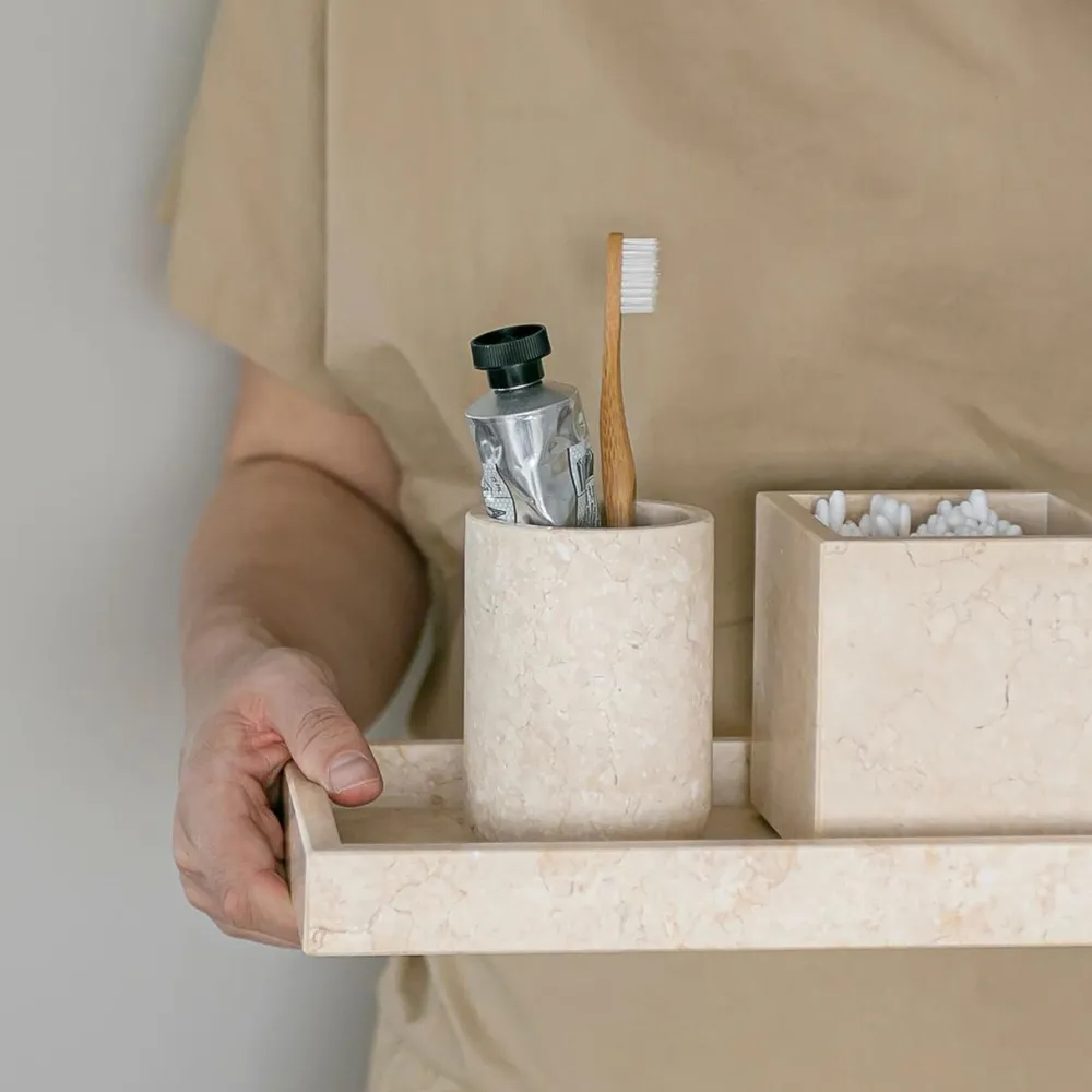 Mette Ditmer Skåle & Bakker|Badeværelse>Marble Deco Tray Sand