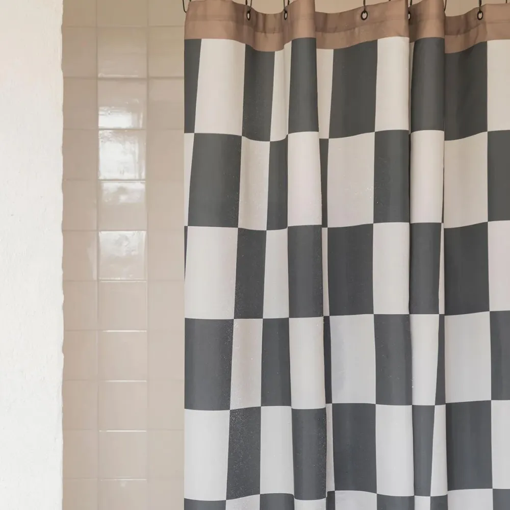 Mette Ditmer Badeværelse|Badtekstiler>Retro Shower Curtain Dark Grey