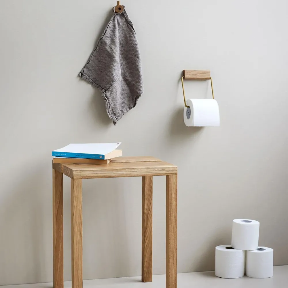 Moebe Badeværelse>Toilet Roll Holder Oak/Brass