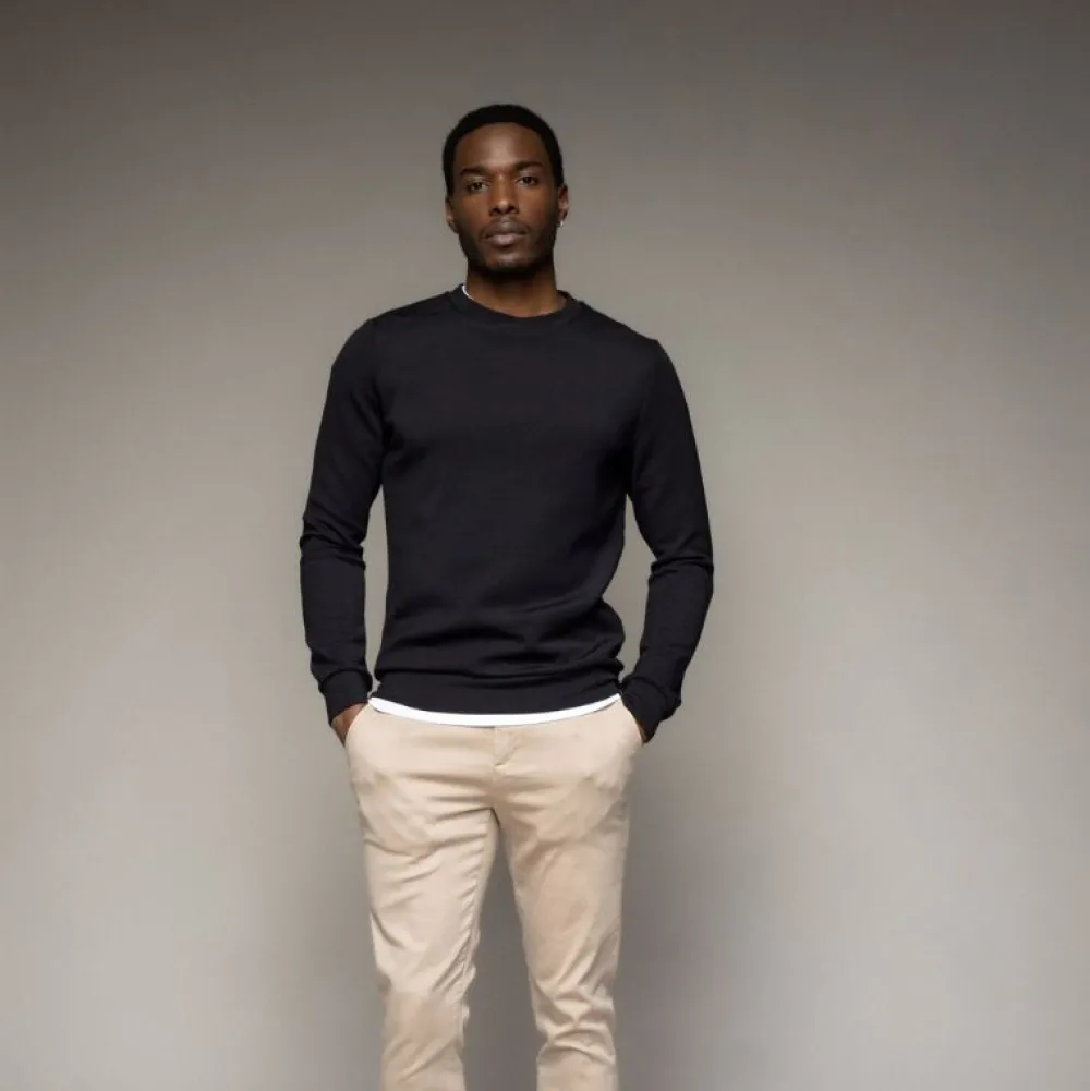 Mos Mosh Gallery Overdele>Abel Crew Neck Sweat Black