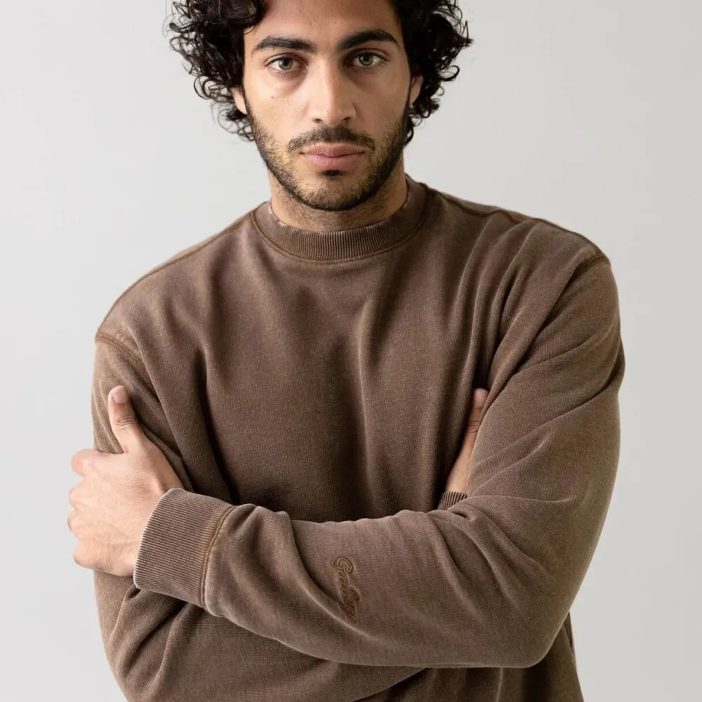 Mos Mosh Gallery Overdele>French Faded Sweatshirt Chocolate Brown