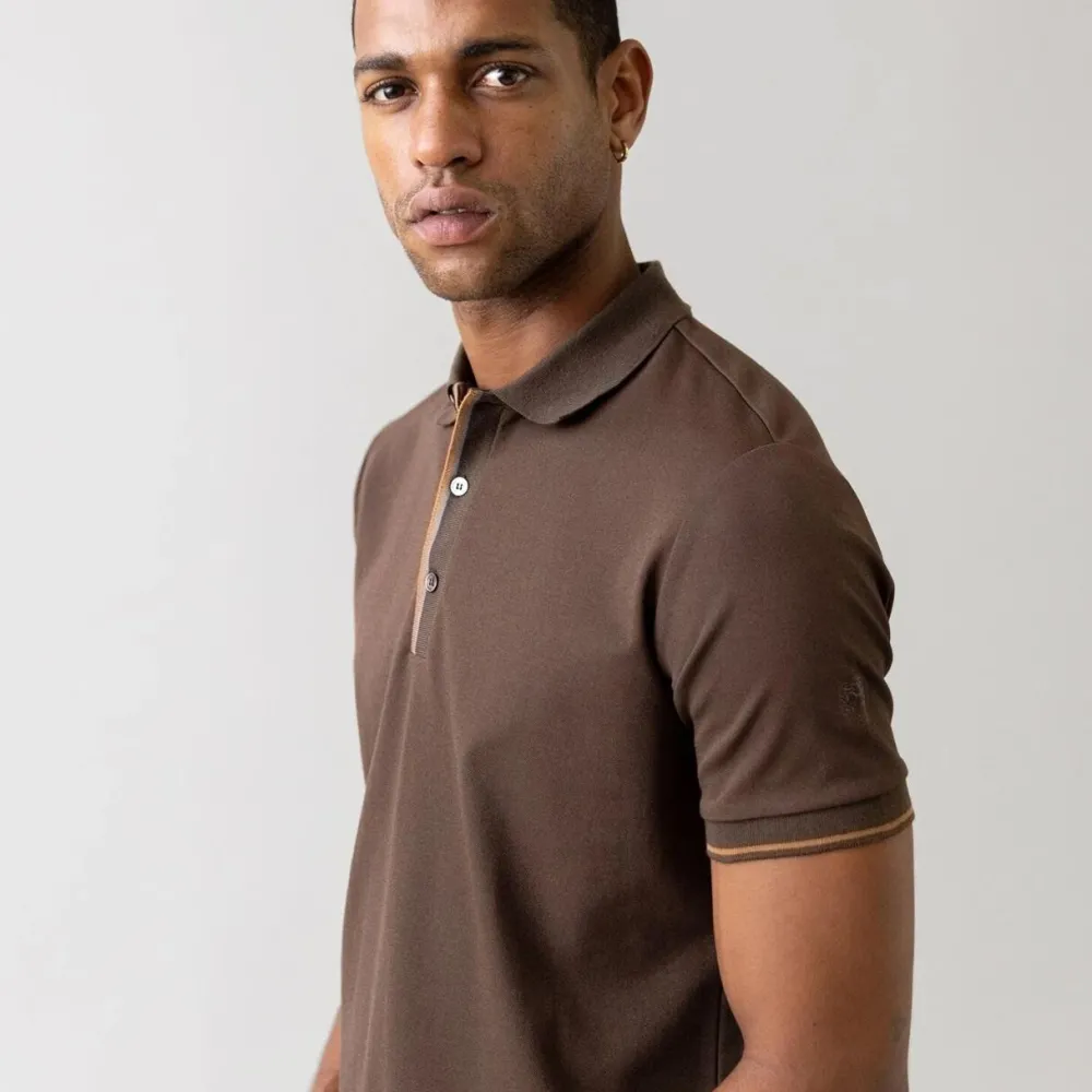 Mos Mosh Gallery Overdele>Harvey Polo SS Tee Chocolate Brown