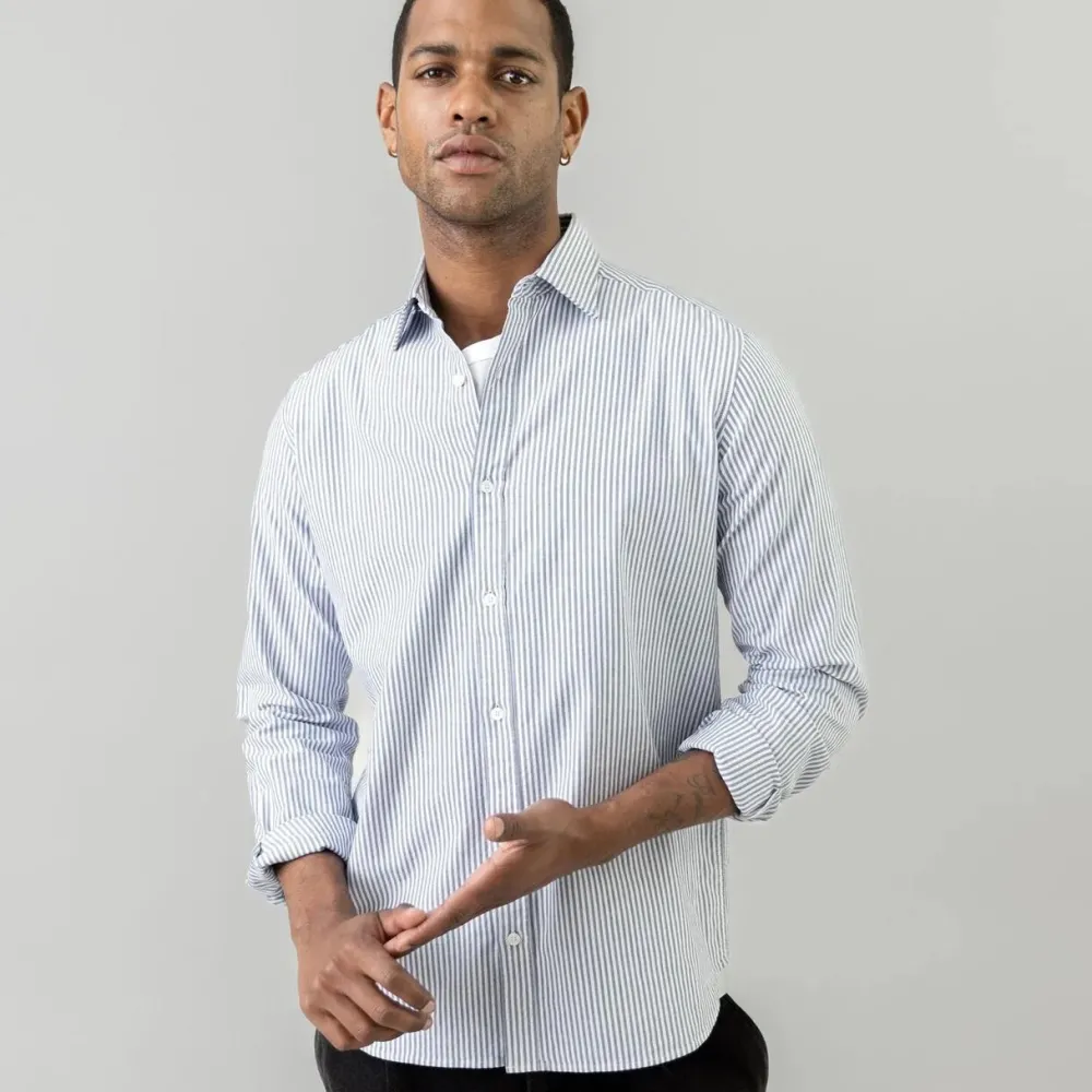 Overdele>Mos Mosh Gallery Marco Oxford Stripe Shirt Light Blue