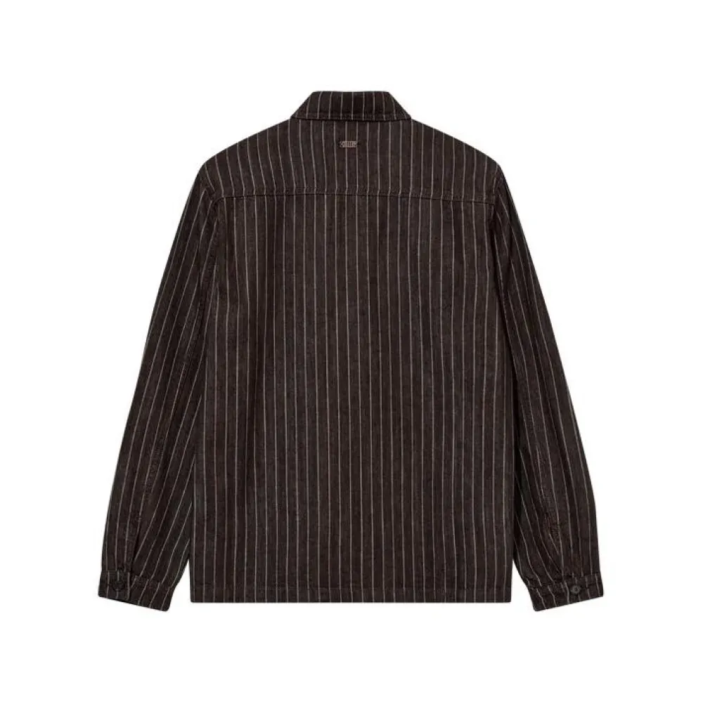 Mos Mosh Gallery Overdele>Matteo Brown Stripe Overshirt Chocolate