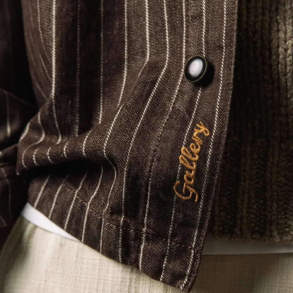 Mos Mosh Gallery Overdele>Matteo Brown Stripe Overshirt Chocolate