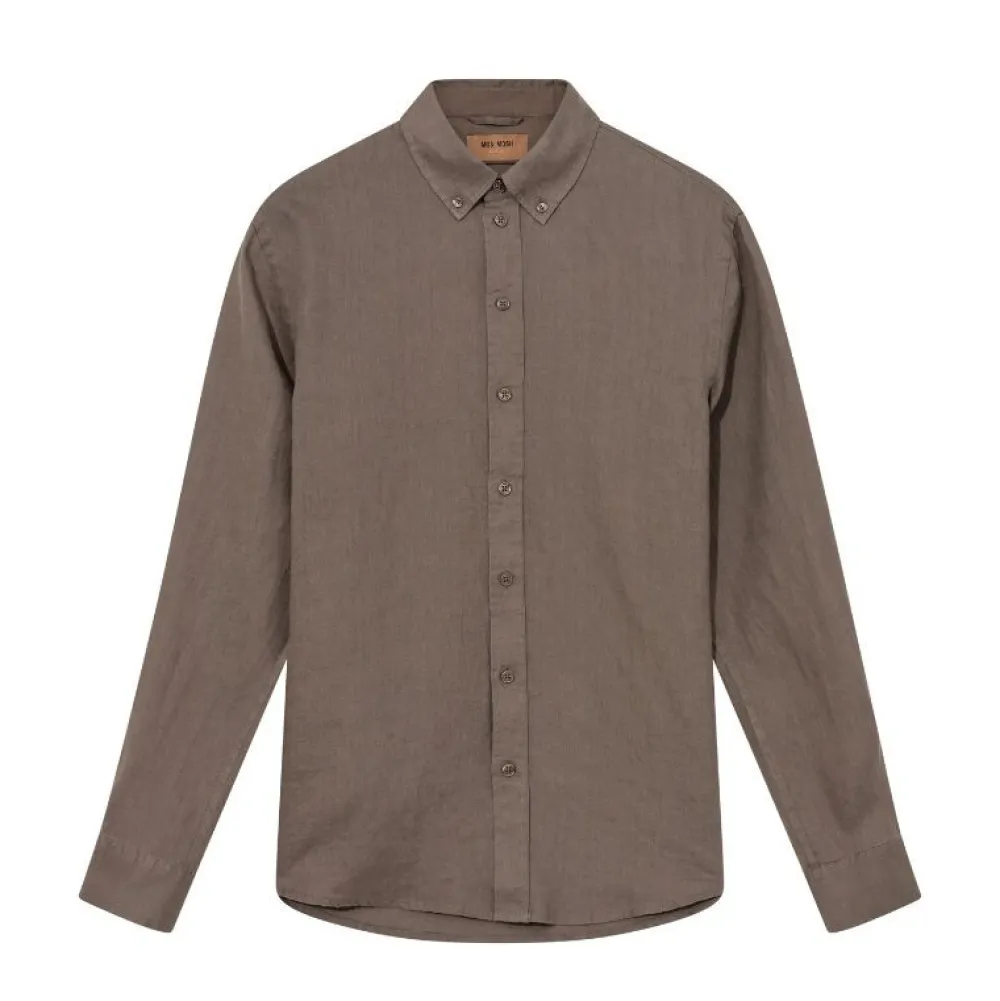 Mos Mosh Gallery Overdele>Theo Linen Shirt Chocolate Chip