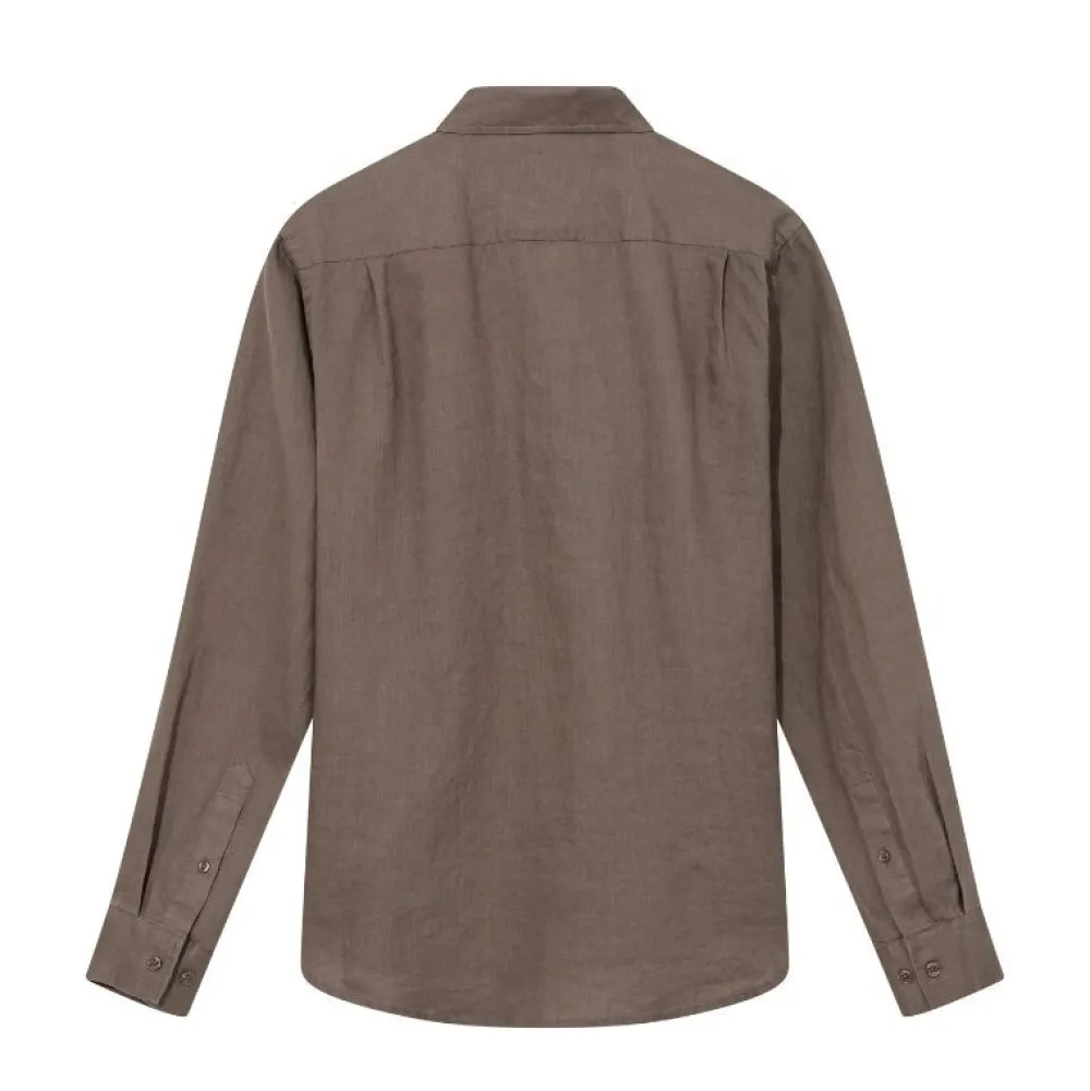 Mos Mosh Gallery Overdele>Theo Linen Shirt Chocolate Chip