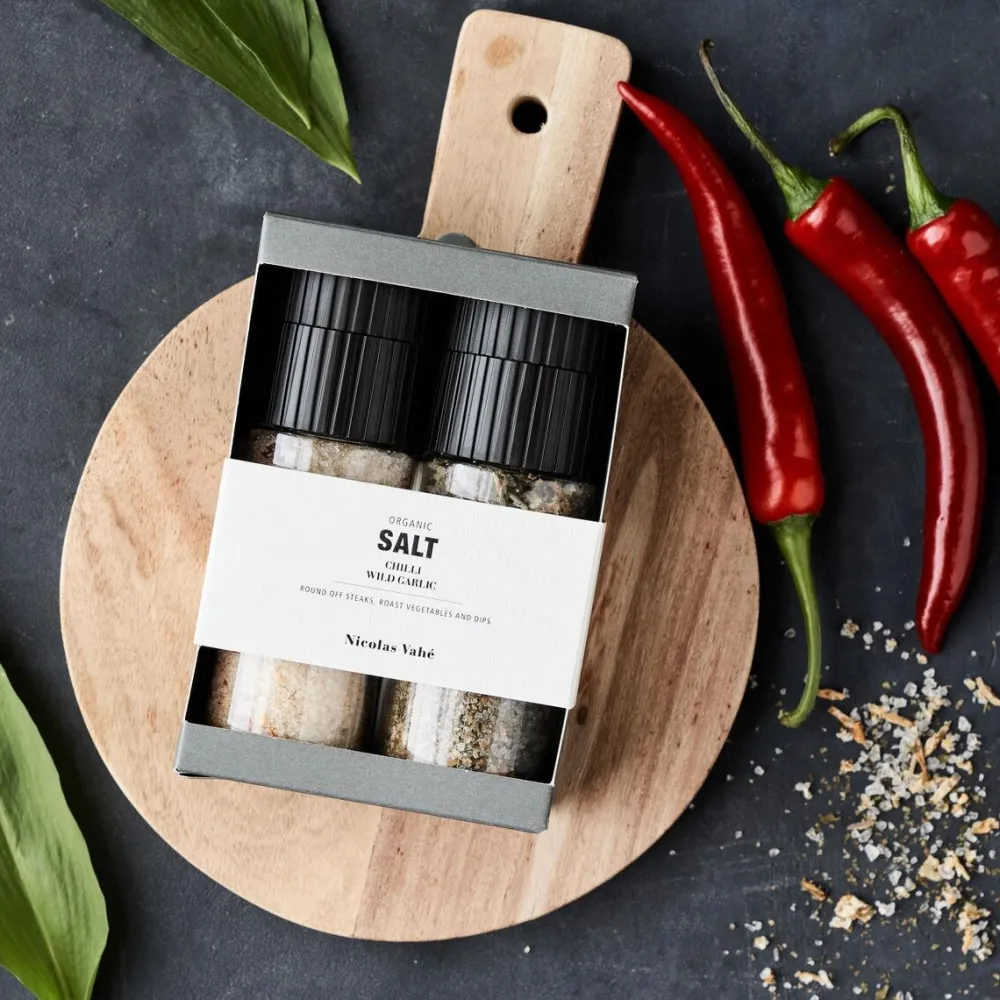 Nicolas Vahé Delikatesser>Gift Box Organic Chili Salt & Wild Garlic