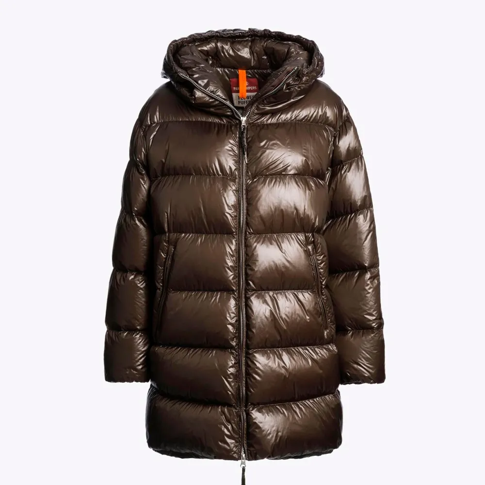 Dame Parajumpers Overtøj>Ivonne Hooded Down Jacket Earth Brown
