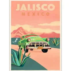 Poster & Frame Andet Boligtilbehør|Illustrationer & Plakater>Jalisco Mexico Vintage Travel Poster 30x40 cm