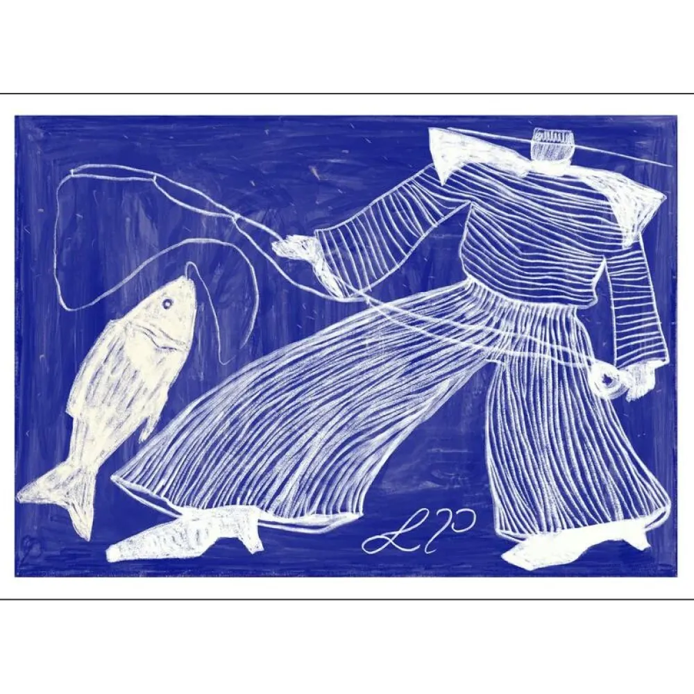 Poster & Frame Illustrationer & Plakater>Sam Fishing 50x70 cm