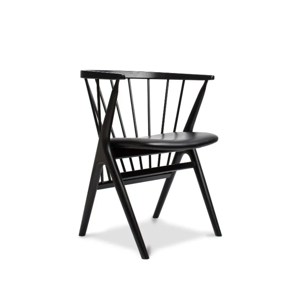 Sibast Furniture Stue|Stole>No 8 Chair Sortlakeret Eg Sort Saga Læder