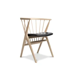 Sibast Furniture Stue|Stole>No 8 Chair Hvidolieret Eg Sort Saga Læder