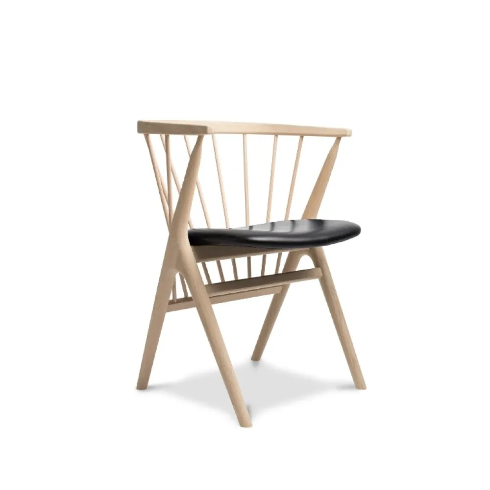 Sibast Furniture Stue|Stole>No 8 Chair Hvidolieret Eg Sort Saga Læder
