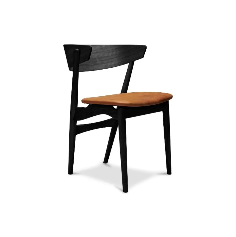 Sibast Furniture Stue|Stole>No 7 Dining Chair Sortlakeret Eg Cognac Dunes Læder