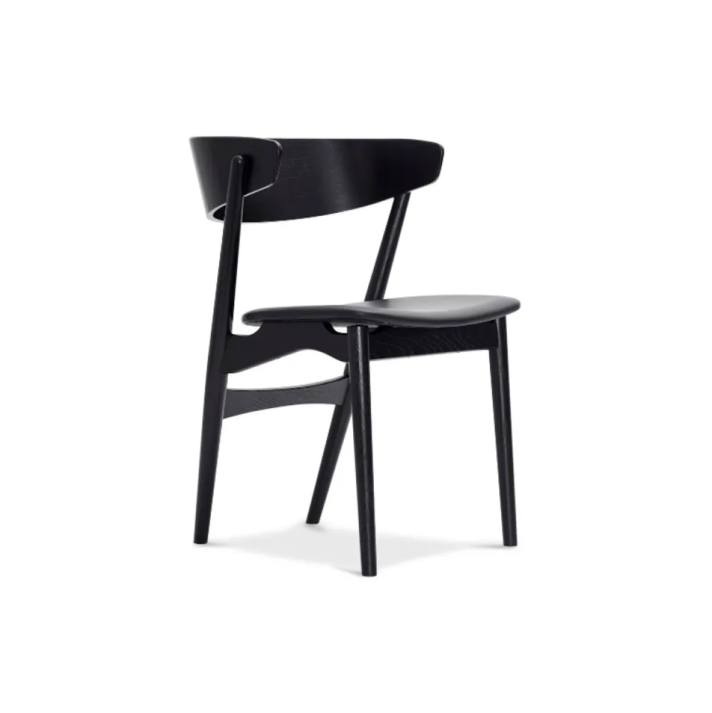 Sibast Furniture Stue|Stole>No 7 Dining Chair Sortlakeret Eg Sort Saga Læder