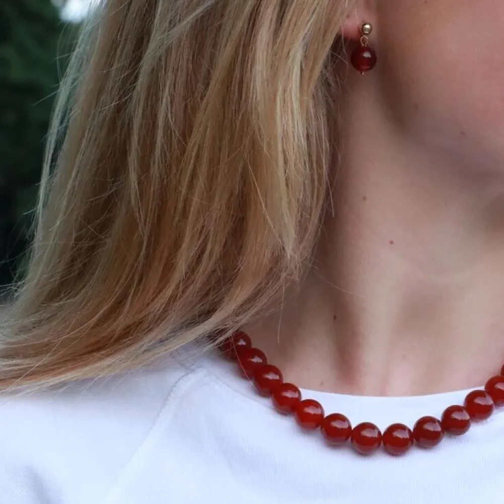 Dame Soï Accessories|Smykker>Krystal Halskæde Faro Rød Jade