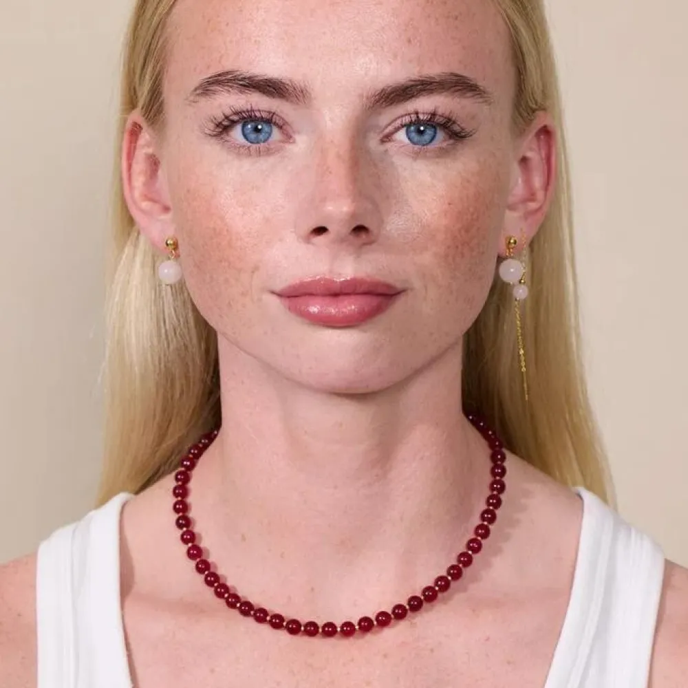 Dame Soï Accessories|Smykker>Krystal Halskæde Rød Jade