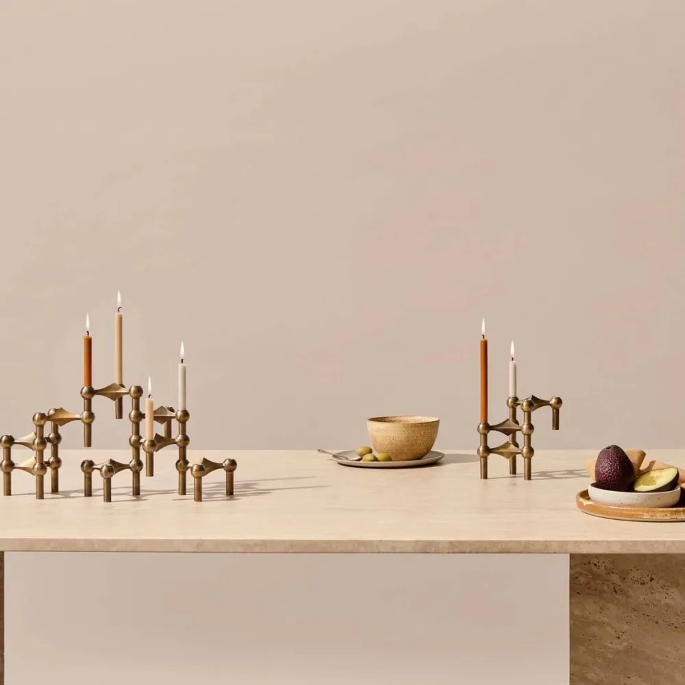 STOFF Andet Boligtilbehør|Lysestager>Nagel Candle Holder Set With 3 Brass