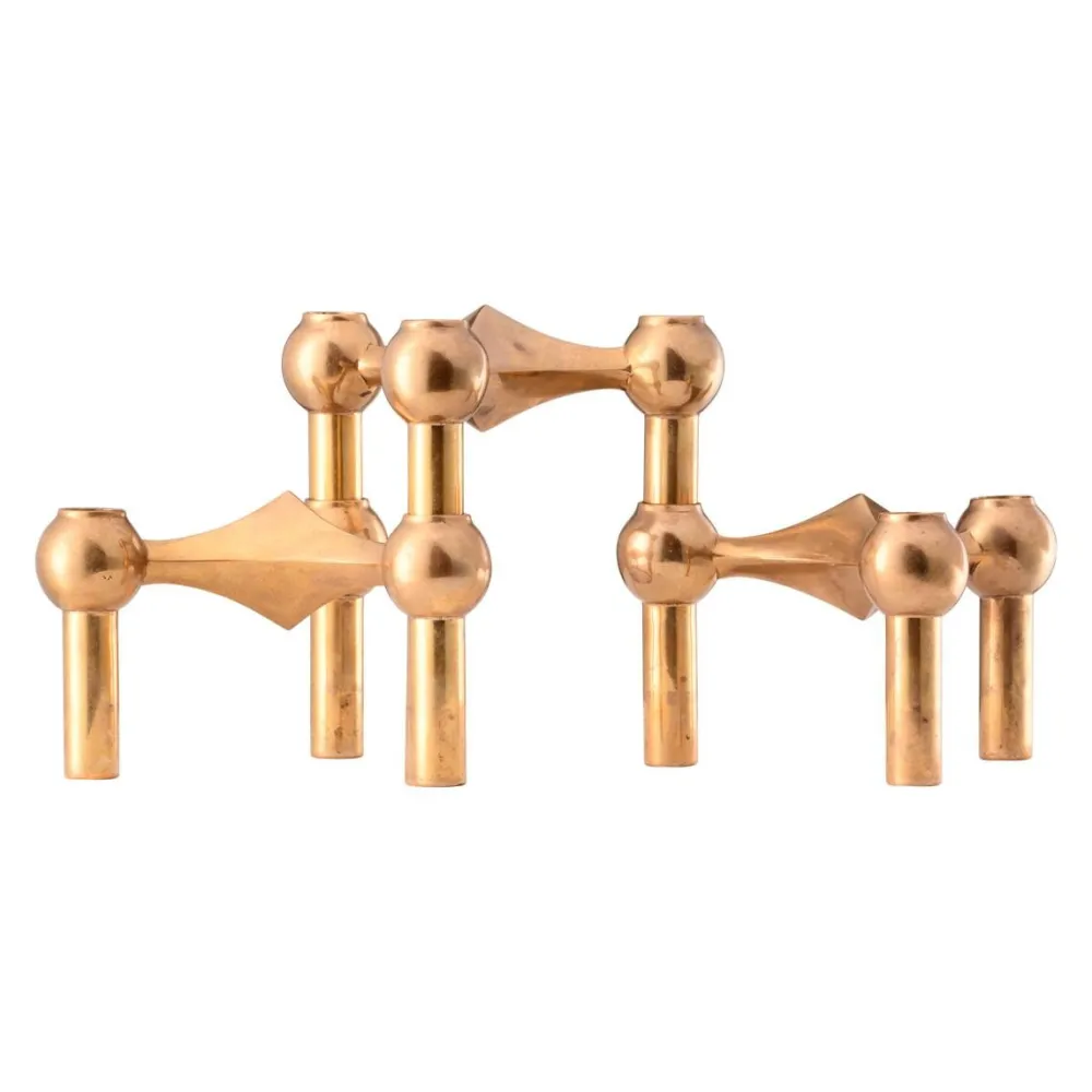 STOFF Andet Boligtilbehør|Lysestager>Nagel Candle Holder Set With 3 Brass