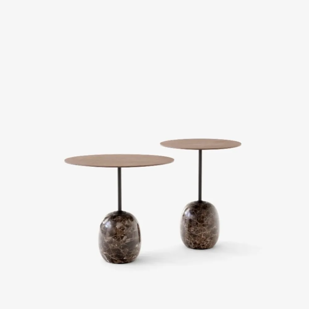 &Tradition Borde>LN9 Lato Bord Warm Black/Valnød Ø50 cm