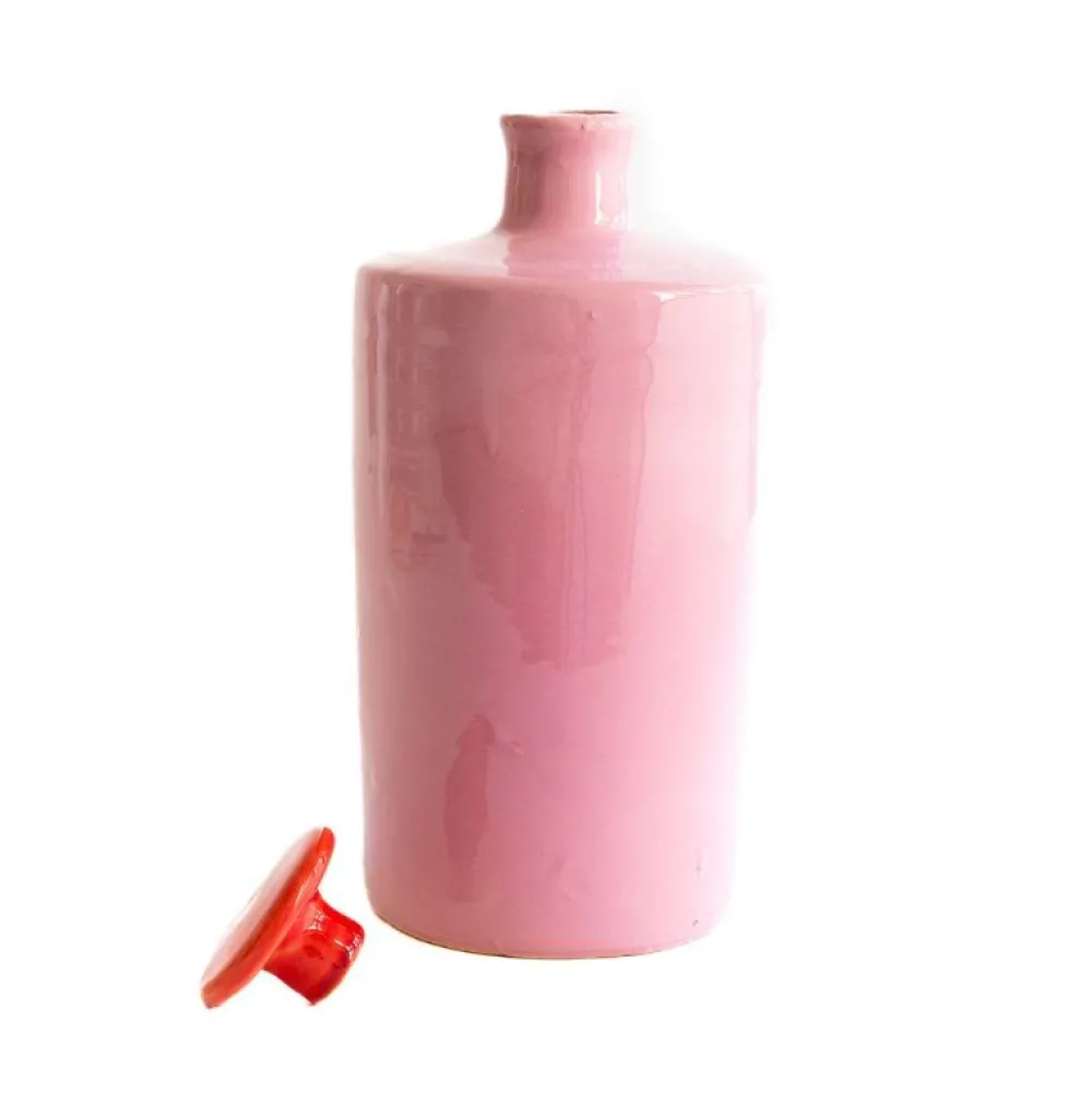 Val Pottery Køkken|Keramik & Porcelæn>Carlota Bottle Pink/Red Lid