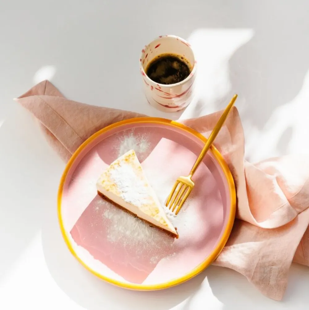 Val Pottery Køkken|Keramik & Porcelæn>Jose Plate Pink/Yellow Edge