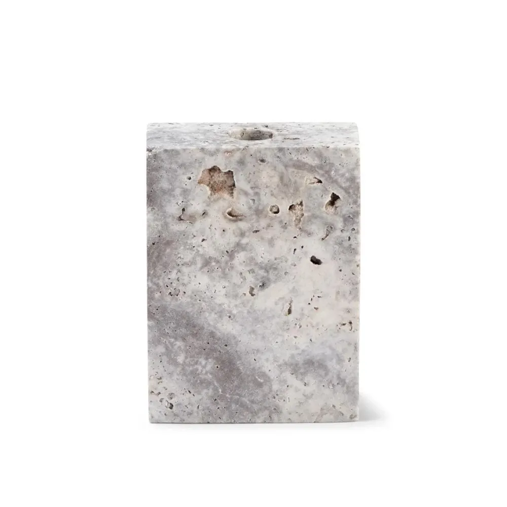 Wabi Sabi Nordic Lysestager>Epode Lysestage (1) Travertin Silver