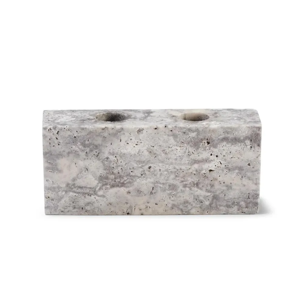 Wabi Sabi Nordic Lysestager>Epode Lysestage (2) Travertin Silver