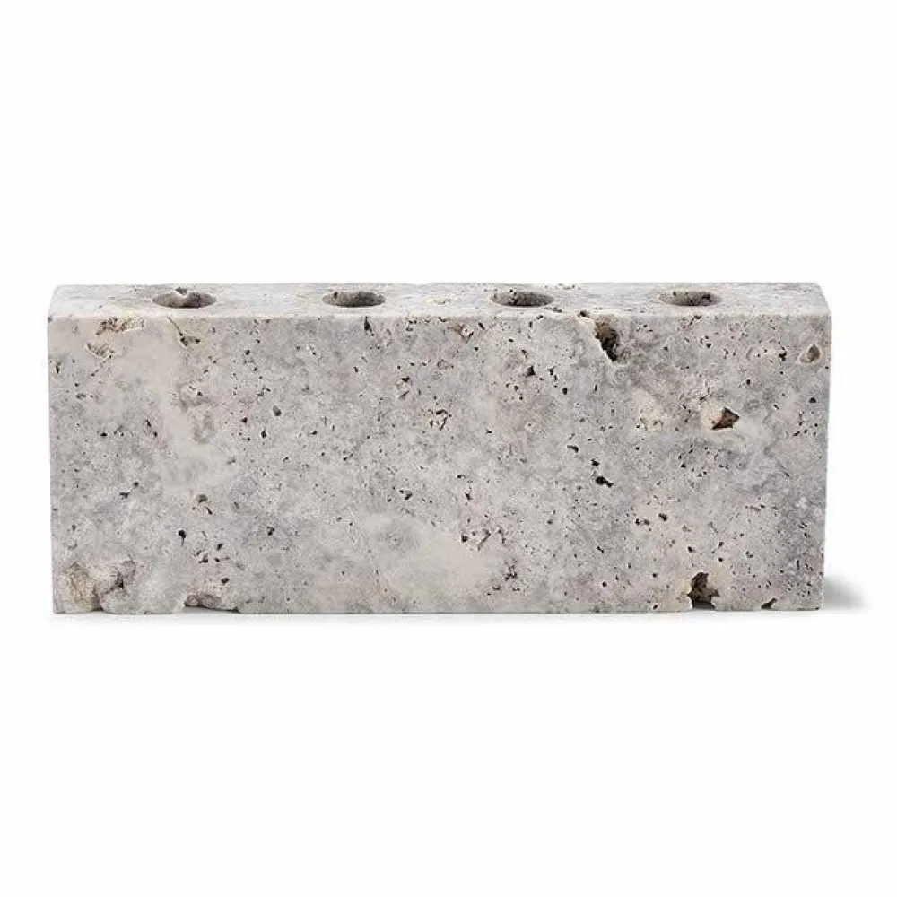 Wabi Sabi Nordic Adventsstager|Lysestager>Epode Lysestage (4) Travertin Silver