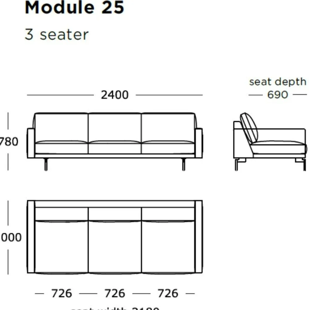 Wendelbo Sofaer|Stue>Edge V1 3-Pers. Sofa Sort Faith Læder