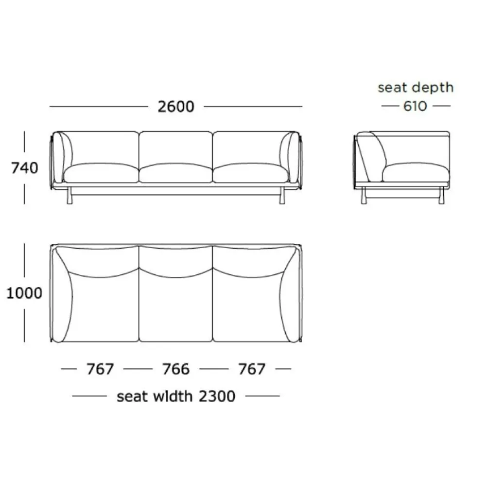 Wendelbo Sofaer|Stue>Kite 3-Pers. Sofa